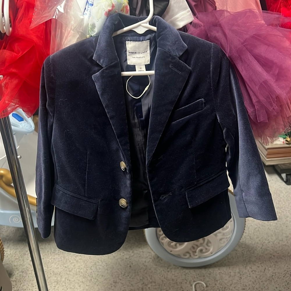 Janie & Jack Toddler navy Velvet Blazer
